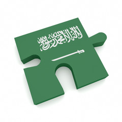 Puzzle Piece With Saudi Arabia Flag, 3d illustration on white background