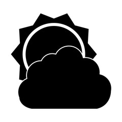 silhouette of cloud and sun icon over white background. vector illustration