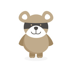 cute flat bear character with mask on face