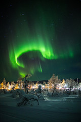 Aurora borealis (northern lights) in Lapland, Finland.