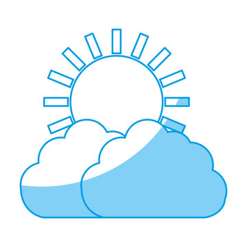 clouds and sun icon over white background. vector illustration
