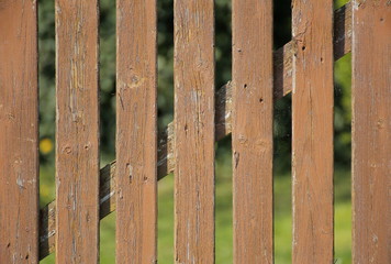 Part of a wooden fance with defocused background