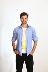 Fototapeta premium Young man is posing in a Studio