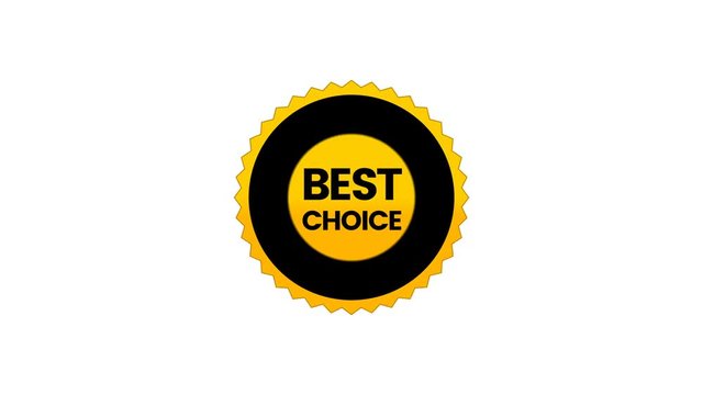 Top rated premium product badge. Satisfaction guarantee seal on white background. Gold best choice label. Five star rating.