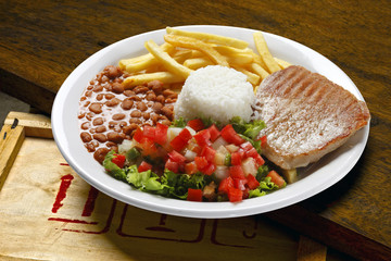 pork with rice and potatoes