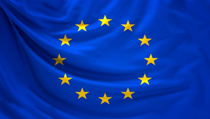 Flag of Europe. european 3d rendering banner background