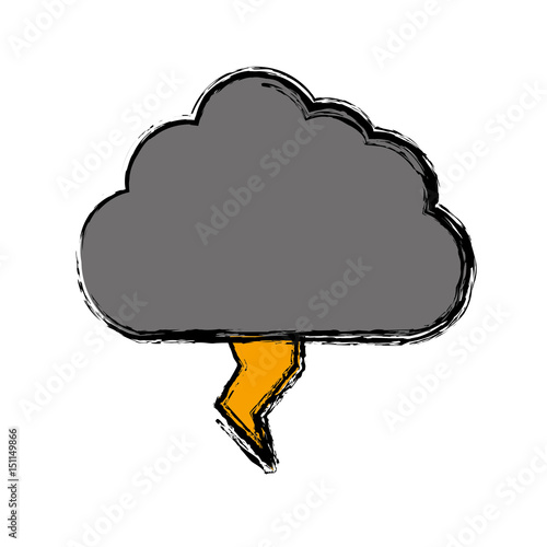"cloud and thunder icon over white background. vector illustration