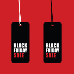 black friday sale tag set illustration on red background