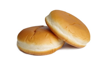 Hamburger buns on a white background. Fast food concept.