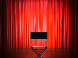 Director's chair in the theater. 3d rendering