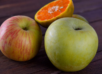 Apples on wood