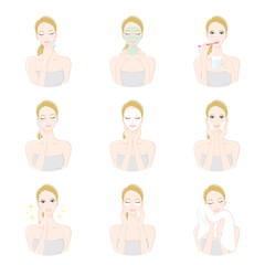 スキンケアをする女性 / 美容