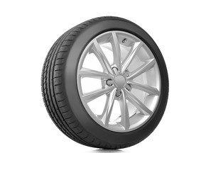 Obraz premium Car wheel on white background.