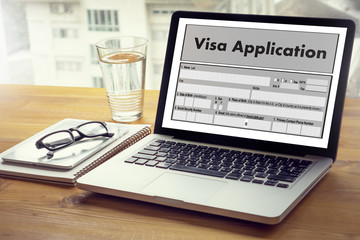 Fototapeta premium WORK Visa Application Employment Recruitment to Work businessman