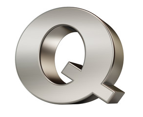 3d render. Metal alphabet symbol  Q.