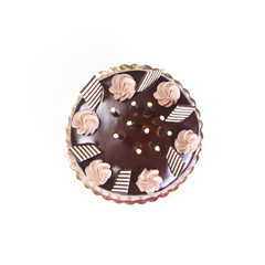 Top view of chockolate birthday cake