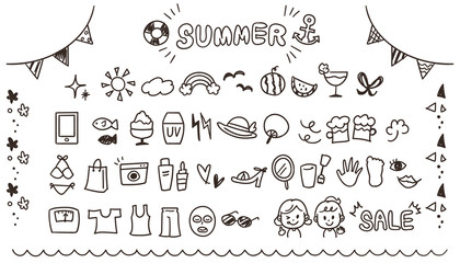 かわいい手描きアイコンのセット 若い女性向け 線画 透過 Cartoon Wall Mural Carto よぴんこ Yopinco