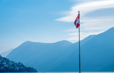 Fototapeta premium Lake Lugano scene in Switzerland