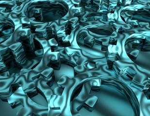 Obraz premium Gears model background. Precision machinery relative backdrop. 3D rendering. Industry and teamwork