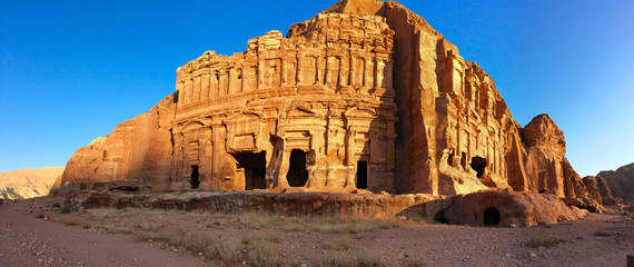 Panorama of Palace Tomb and Corinthian Tomb,Petra,Jordan - obrazy, fototapety, plakaty