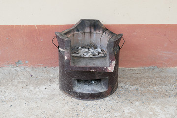 Old clay stove for traditional cooking in Thailand