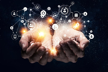 Social networking scheme . Mixed media