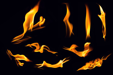 Fire flames on black background,Flames of Fire in a fireplace,fire flame,fire flame close up