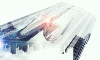 Business center background. Mixed media
