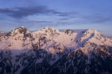 穂高連峰のモルゲン