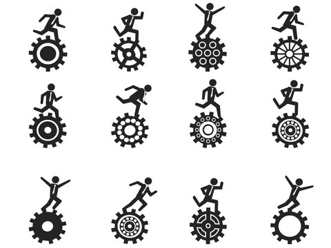 Businessman Running Gear Icons