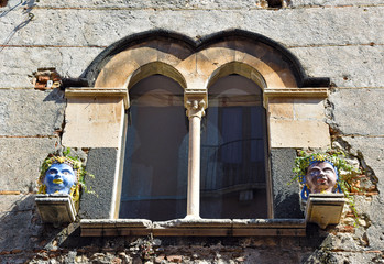 Characteristic balconies in Taormina Sicily Italy