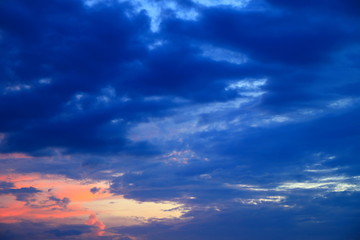 sky in sunset and  cloud, beautiful colorful evening nature space for add text