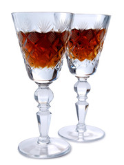 Vintage glass for wine on white background