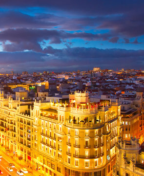 Madrid at twilight, Spain