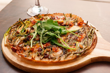 Korean cuisine, jijim leek and shrimp pan cake