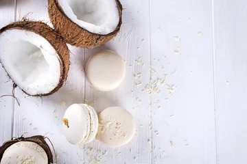 Fototapete Rund Sweet Coconut macaroons © YuliiaMazurkevych