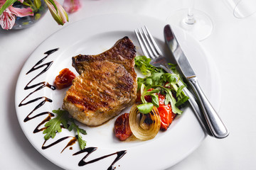 Beef steak with grilled vegetables