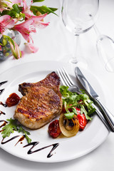 Beef steak with grilled vegetables