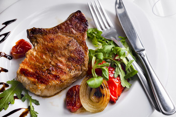 Beef steak with grilled vegetables