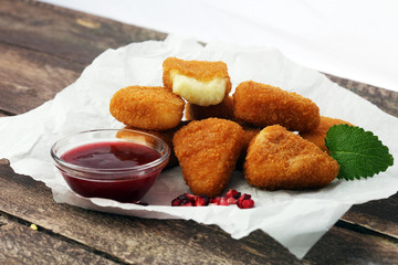 Fried Camembert with Cranberry sauce