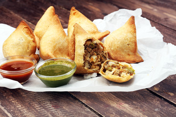 Indian special traditional street food punjabi samosa
