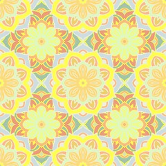 Seamless pattern with mandalas in beautiful colors. Vector background.