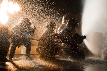 firefighters on teamwork operation