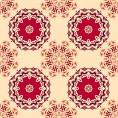 Seamless pattern with mandalas in beautiful colors. Vector background.