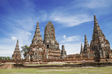 Fototapeta na wymiar Historic as a tourist destination Unseen Thailand,Pagoda,Ruins,Wat Chai Watthanaram,Ayutthaya, Thailand
