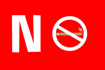 No smoking sign on RED background, May 31 World No Tobacco Day.