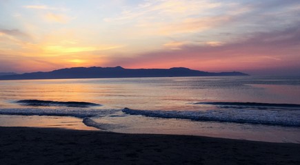 Amazing sunset in the Mediterranean Sea