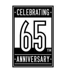 Naklejka premium 65 years anniversary design template. Vector and illustration. 
