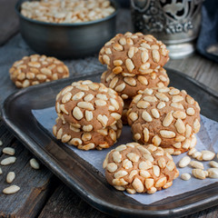 Homemade cookies with airy rice, square