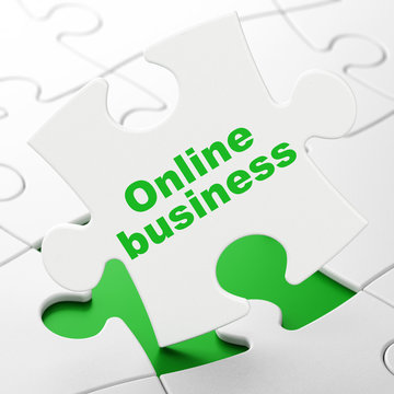 Business concept: Online Business on puzzle background